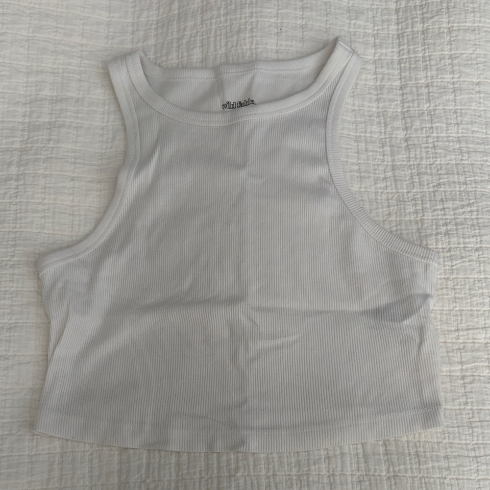 Wild Fable White Ribbed Crop Top